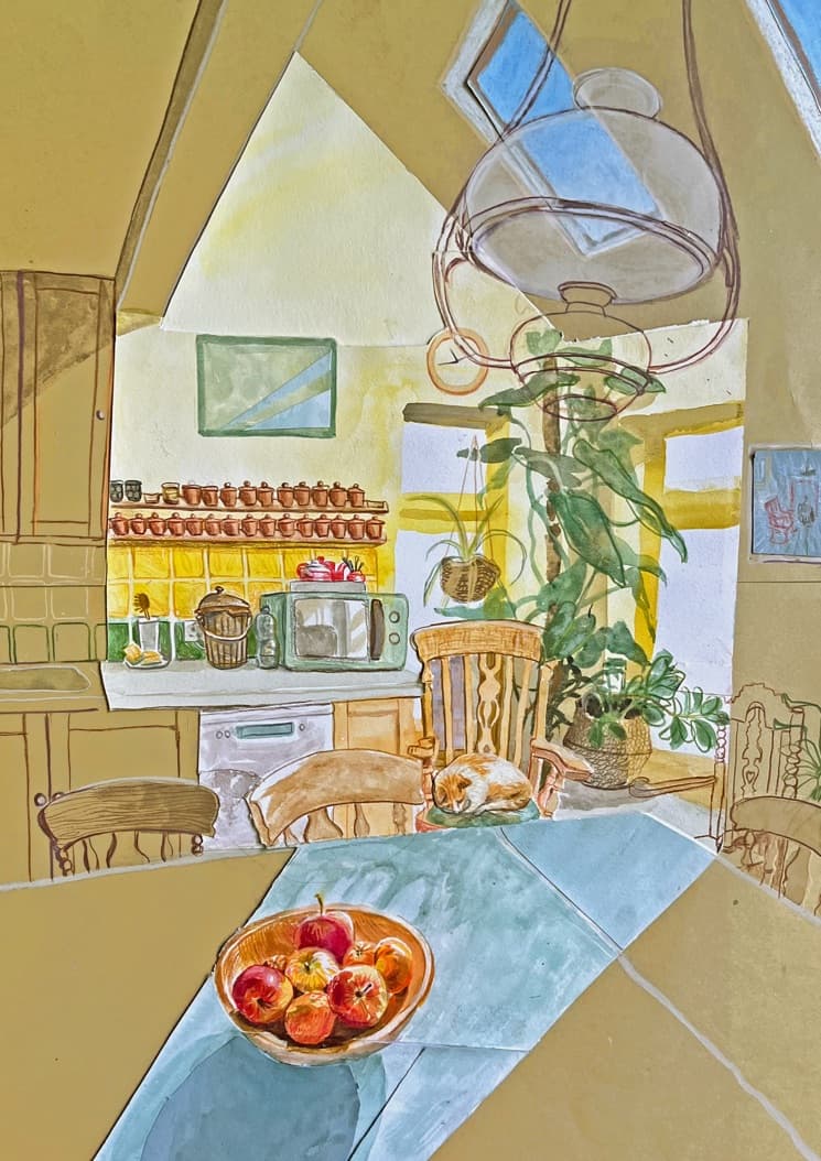 Part of a series of drawings of different rooms in a home