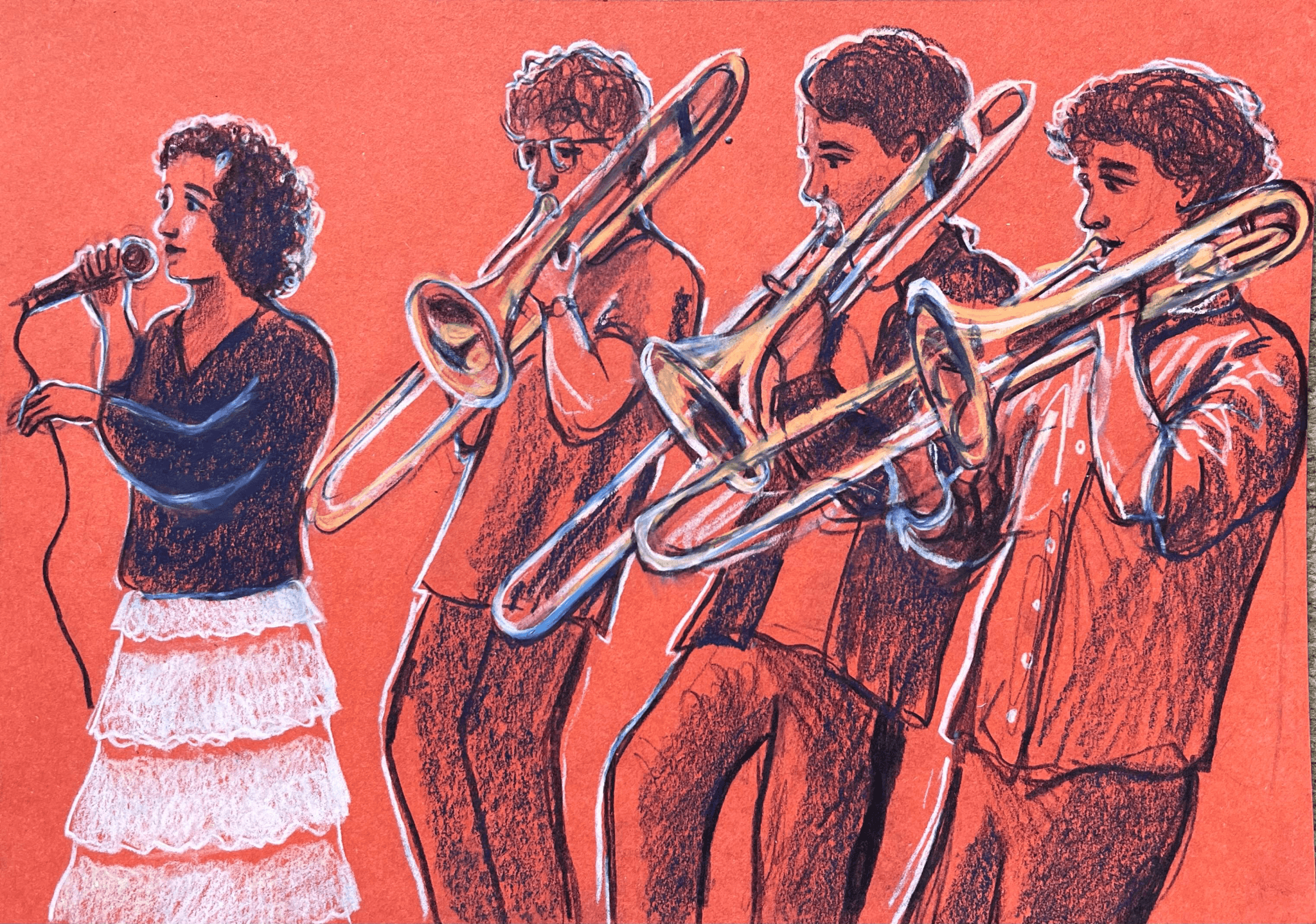 Part of a series of live drawings of musicians at Churchill College, Cambridge