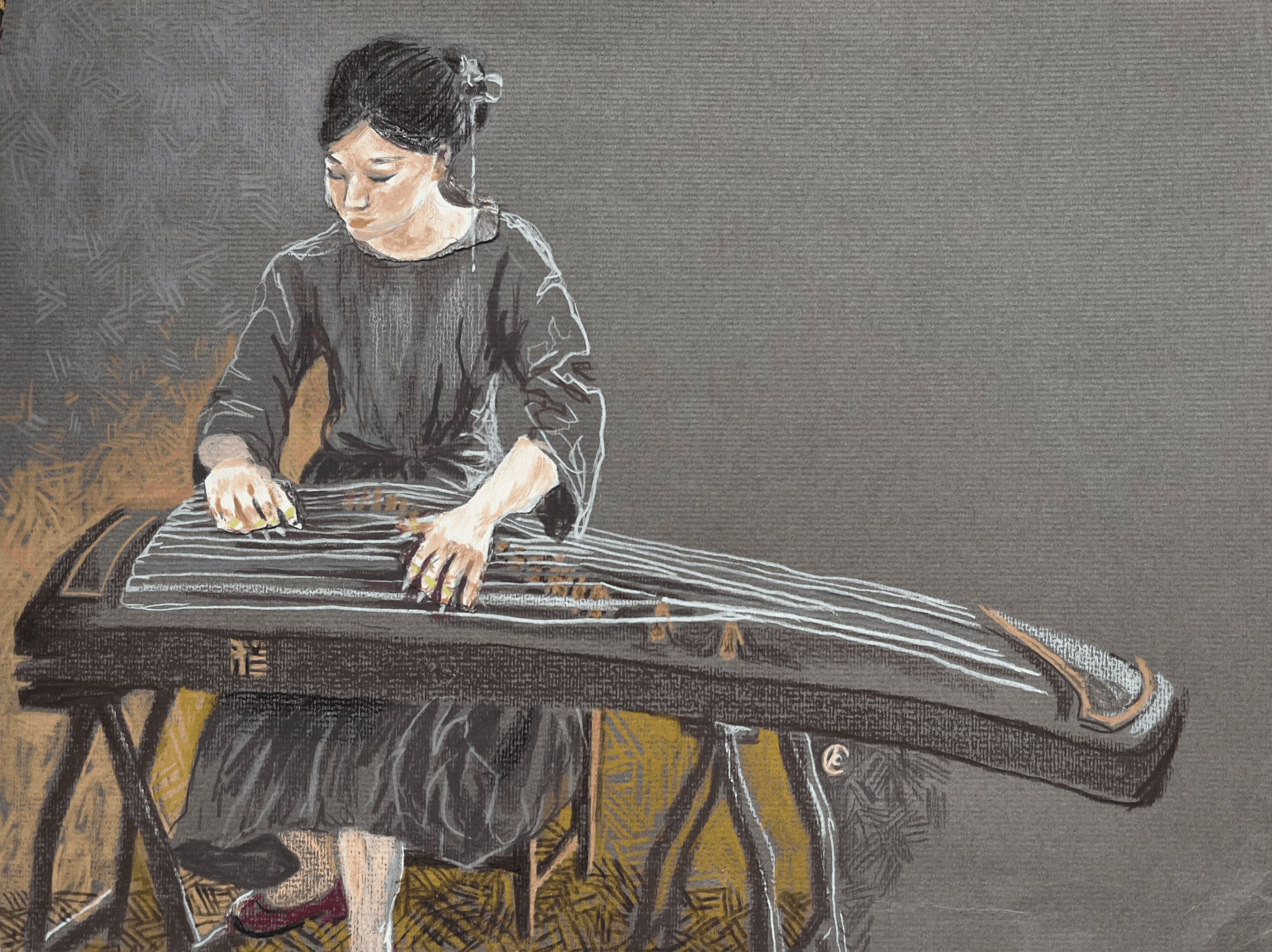 Part of a series of live drawings of musicians at Churchill College, Cambridge