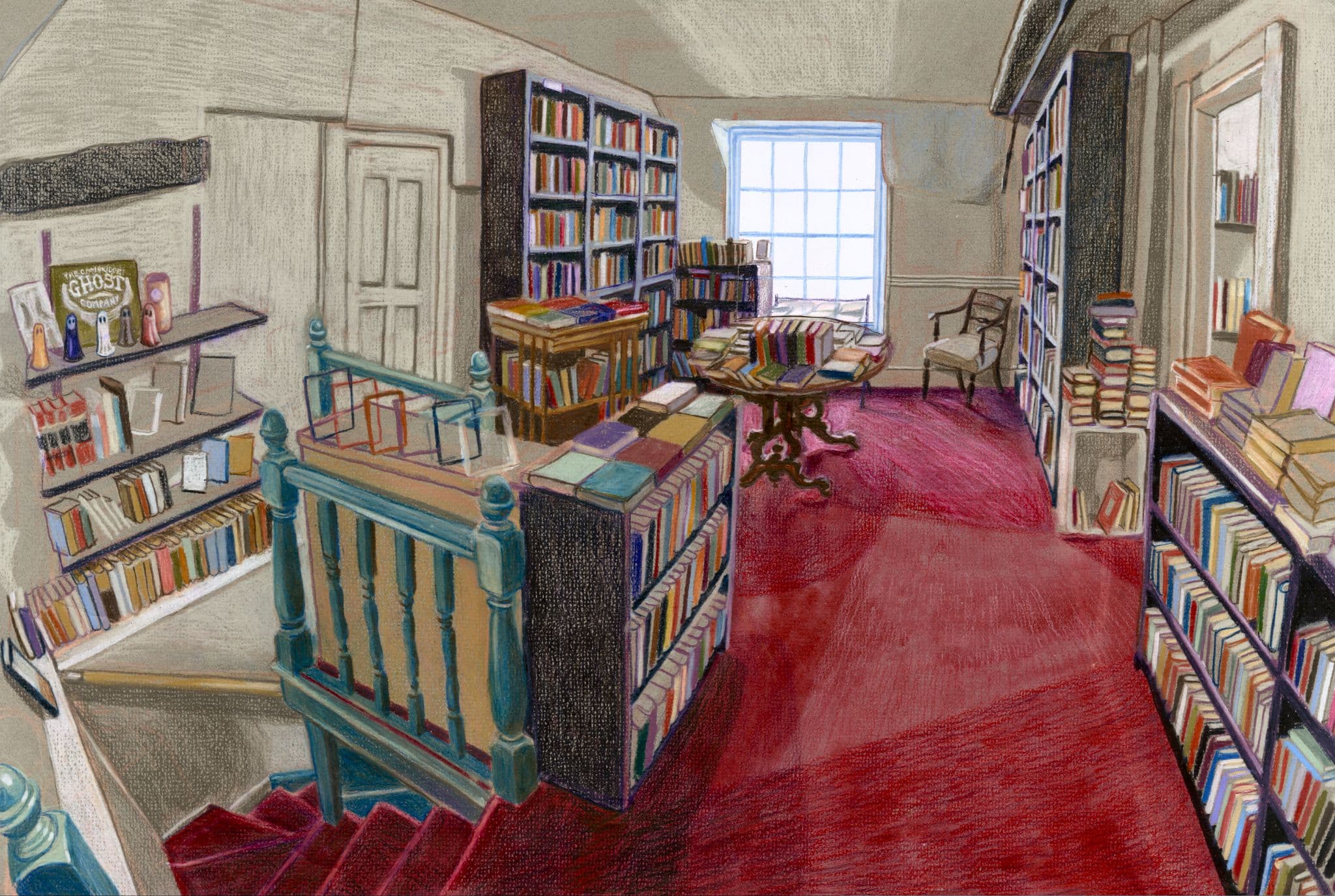 Part of a series of drawings of independent bookshops in Cambridge